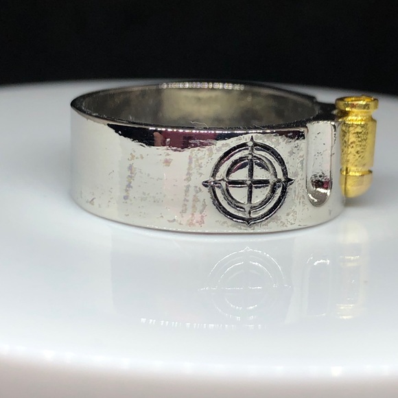 Unisex Two Tone Bullet Ring - Picture 5 of 9